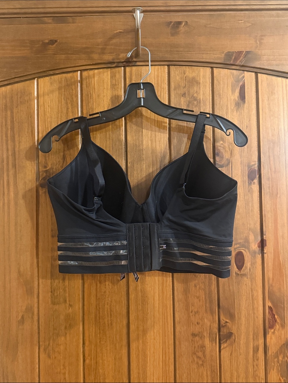 Victorias Secret Black Padded Longline Bra with Metallic Stripe Band - Picture 2 of 2